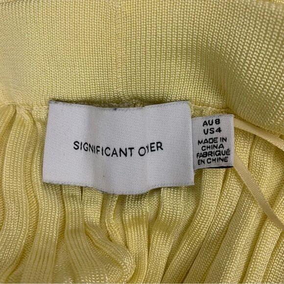 Free People x Significant Other Sylivia Ribbed Yellow Flare flowy Pants Size 4 - Picture 3 of 8